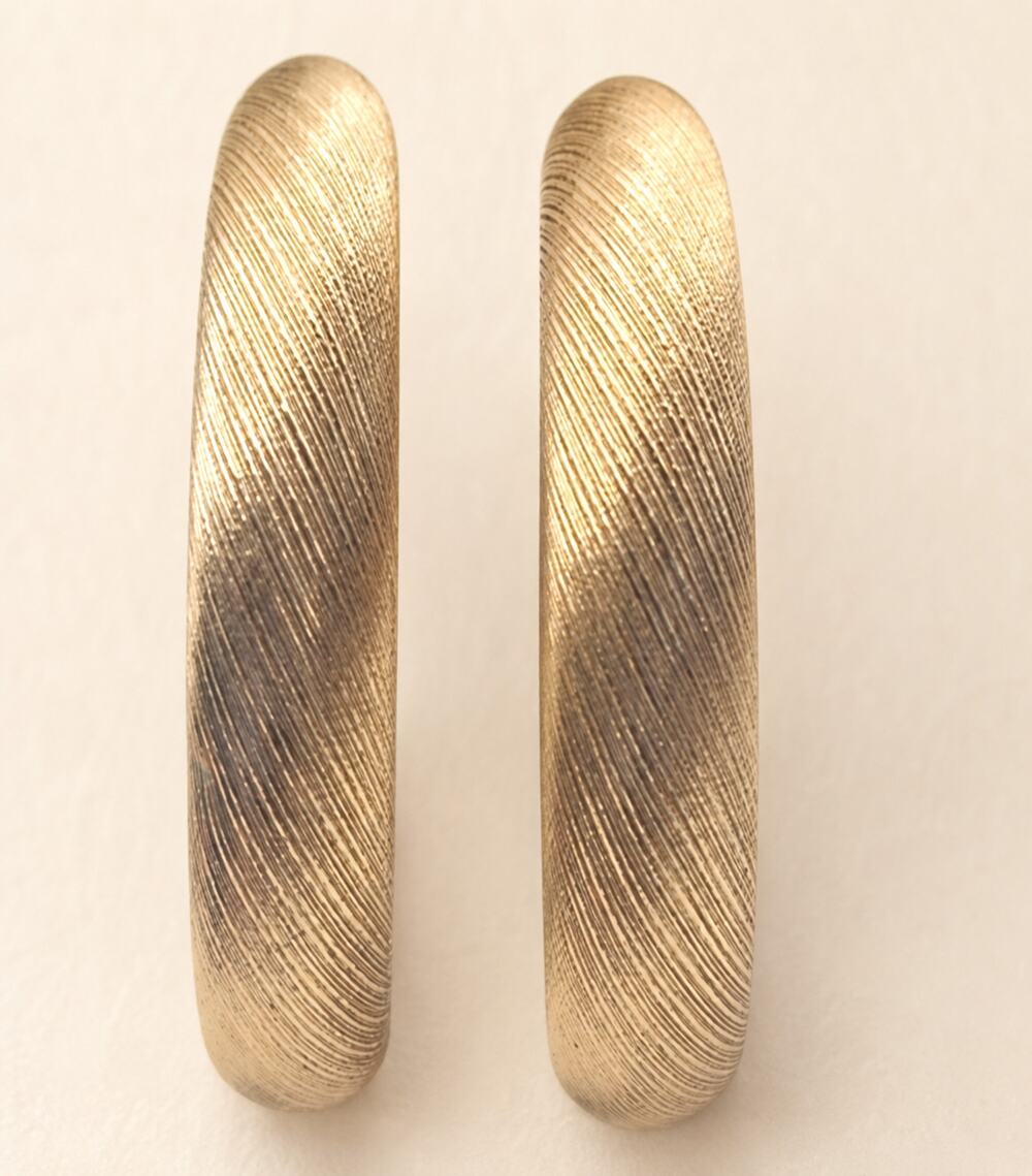 Vintage Napier Textured Gold Tone Hoop Earrings 1.75" Screw Back Pat 3176475